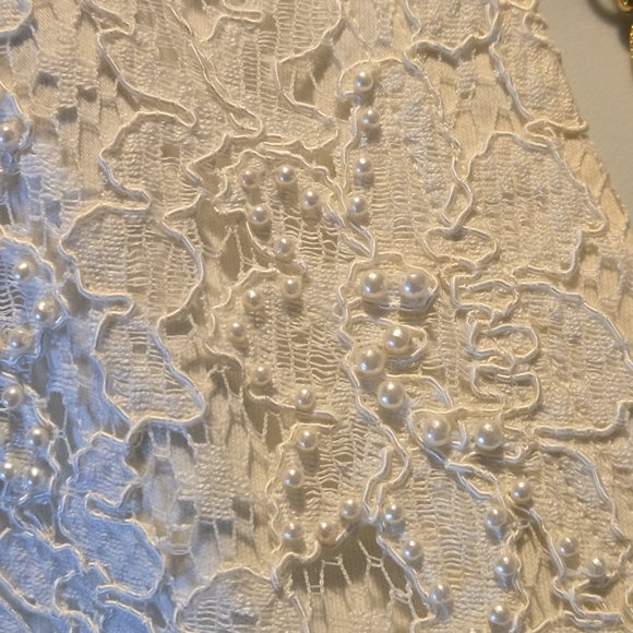 White Pearl & Lace Lisa Ashley Long Sleeve Blouse Size Medium - Picture 7 of 16